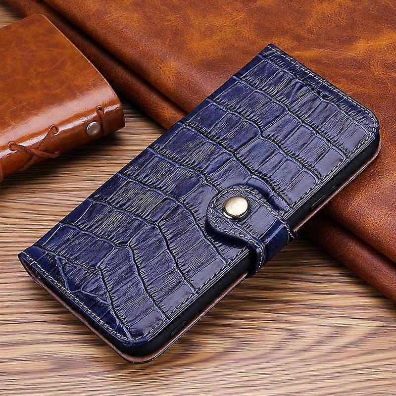 Case For Iphone 13 Pro Max Blue Wallet Crocodile Pattern Buckle Flip No14239