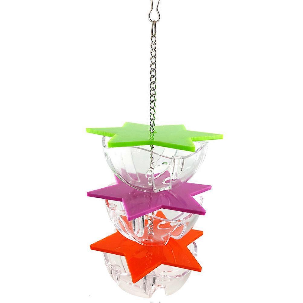 Interactive Hanging Foraging Toy for Parrots Made of Acrylic in Assorted Color Perfect for Cockatoo and Conure 3 Layer
