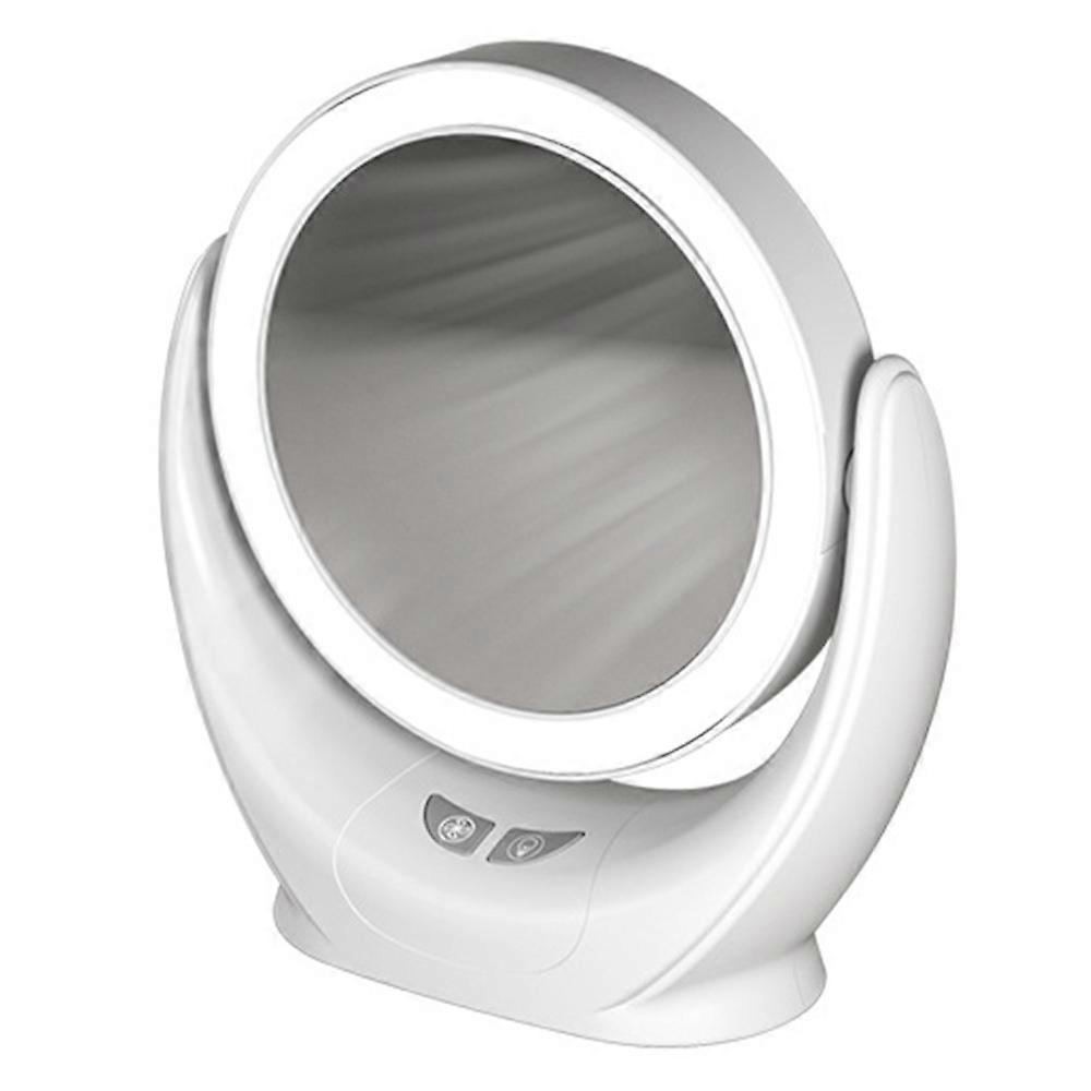 Multifunction Desktop Makeup Mirror with Dimmable LED Fill Light and Fan (No Battery)