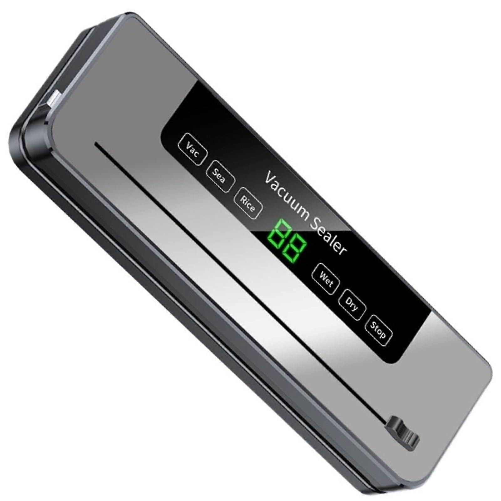 Vacuum Sealer Machine with Builtin Cutter, Digital Display, Dry/Wet Modes, Strong Suction, Grey EU