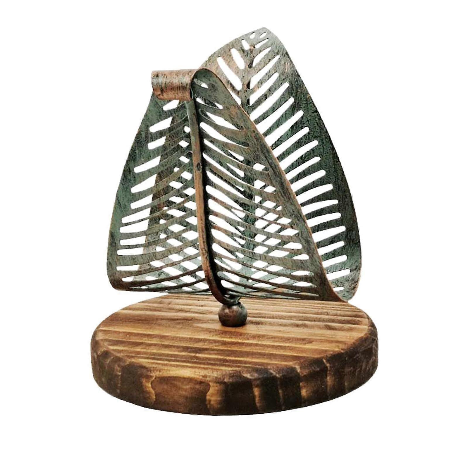 Green Stainless Steel Leaf Pattern Napkin Holder for Dining Table and Parties