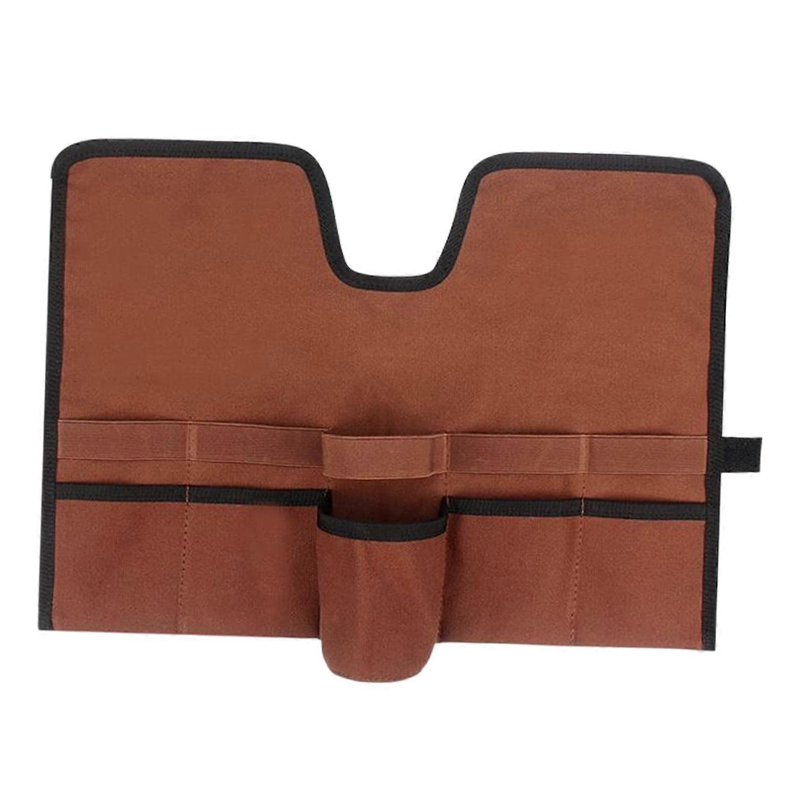 Canvas Bartender Tool Bag with Multiple Pockets and Elastic Straps for Travel, Brown