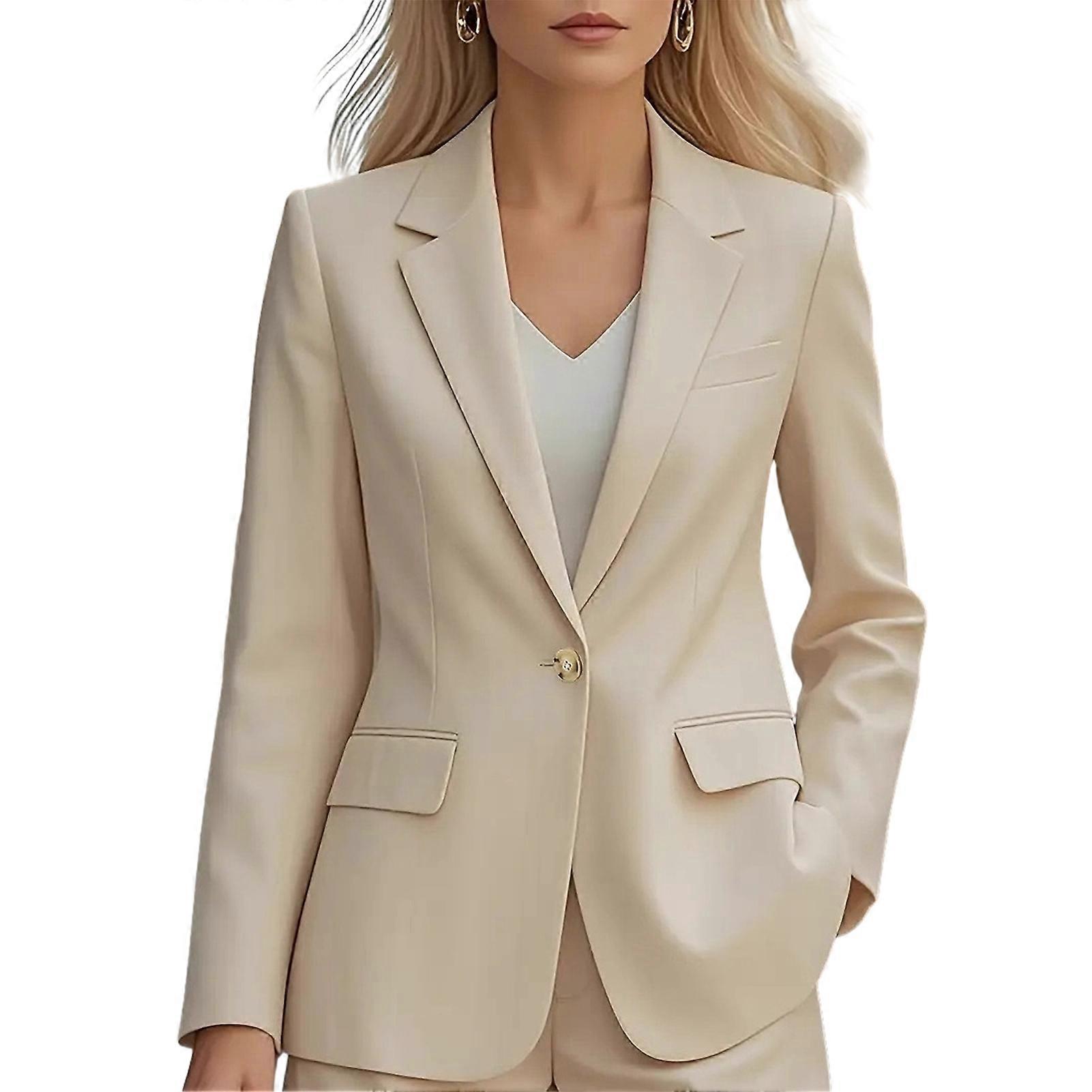 Autumn Texture Suit Coat Lapel Long Sleeve Single Button Suit Jacket with Flap Pockets Solid Color