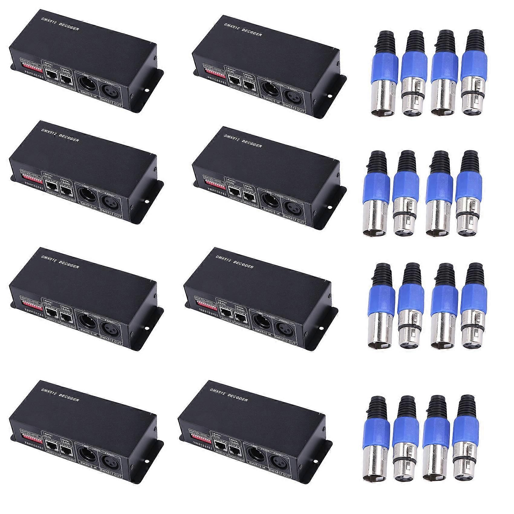 8X DMX 512 4CH x 8A Decoder LED Controller 4 Channel Driver RGBW LED Tape DC 12V - 24V