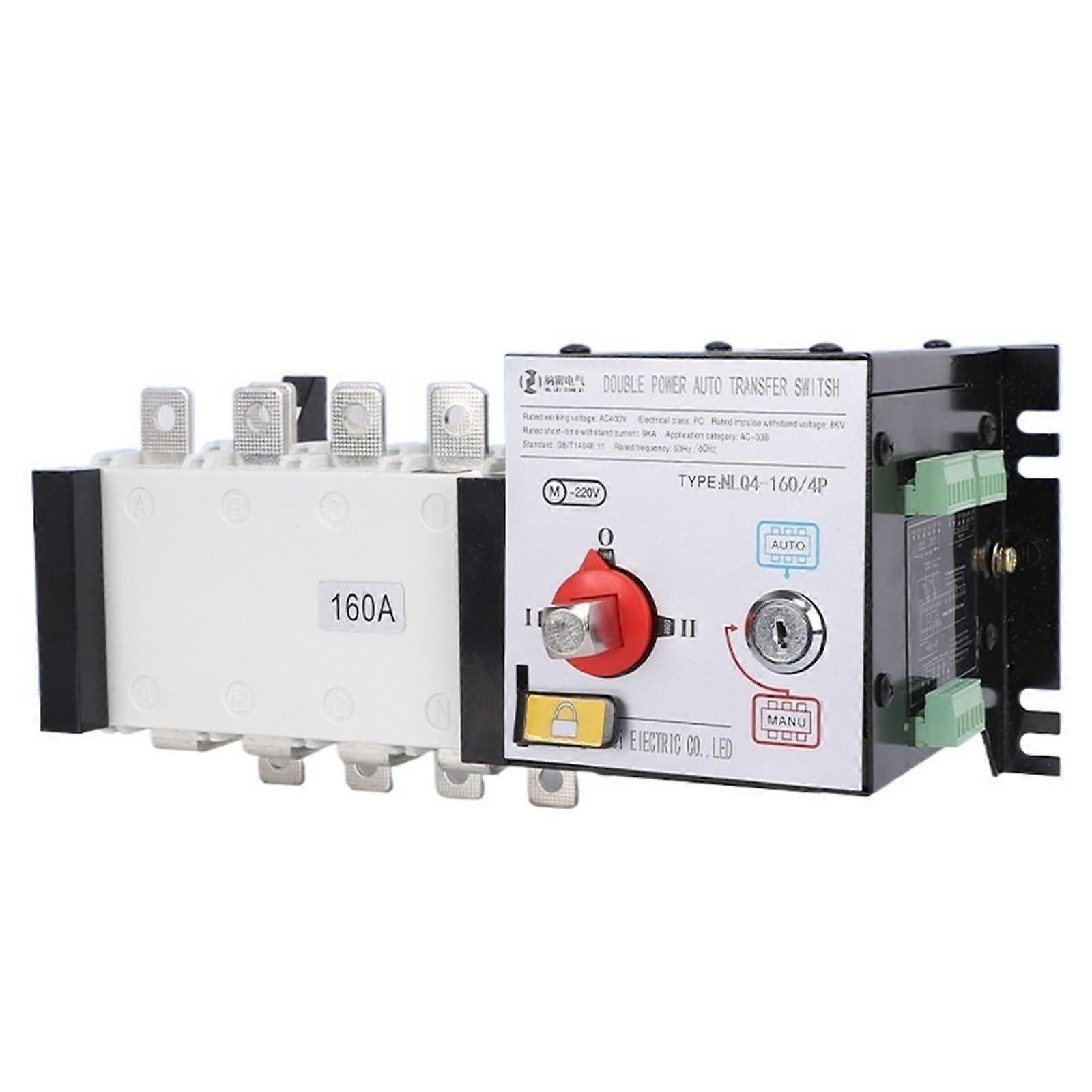 Automatic Transfer Switch 4 Pole 160A Dual Power for Generator Continuous Power Supply