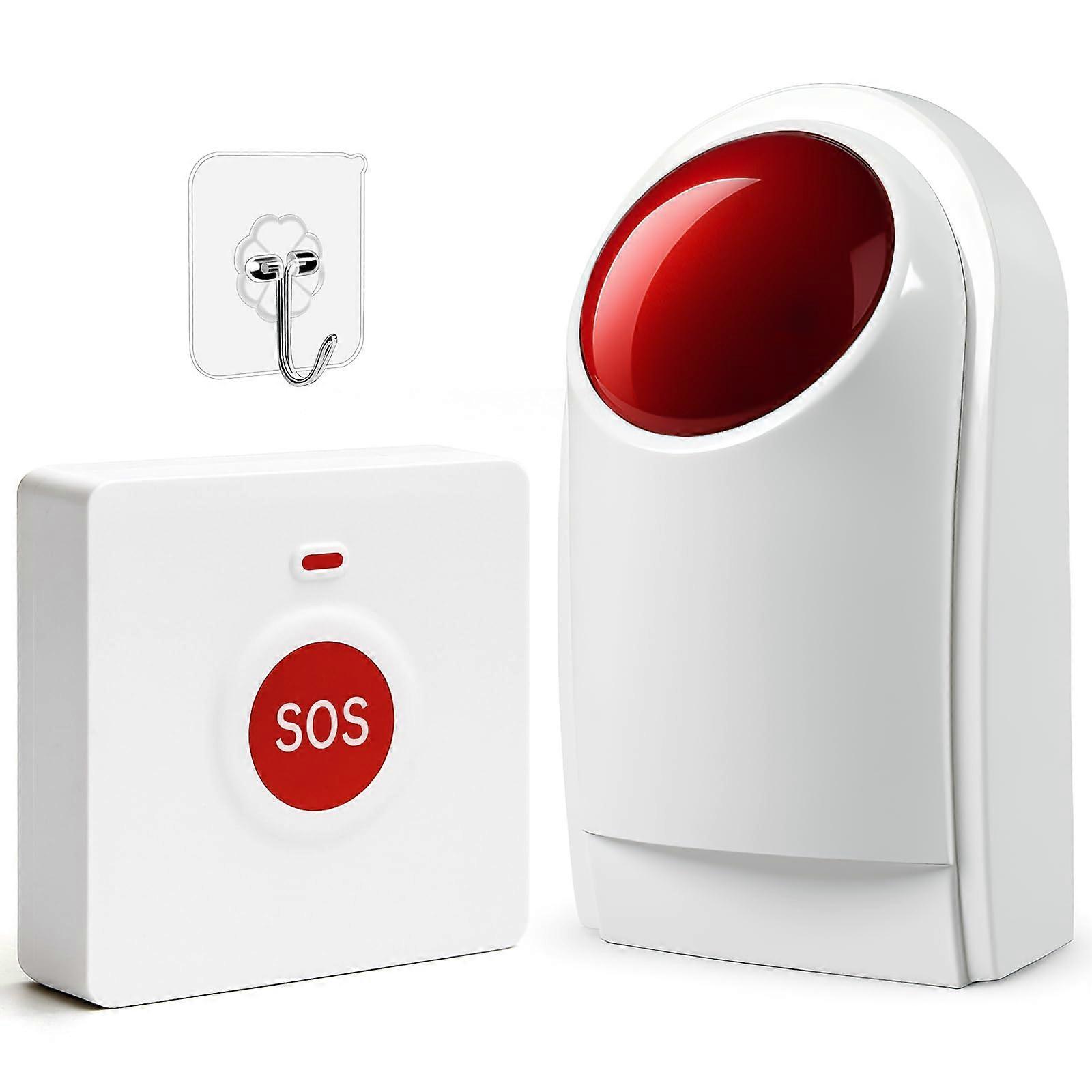 Emergency Alarm with Wireless Panic Button for Elderly, 130dB Adjustable Volume, Battery Powered (2)
