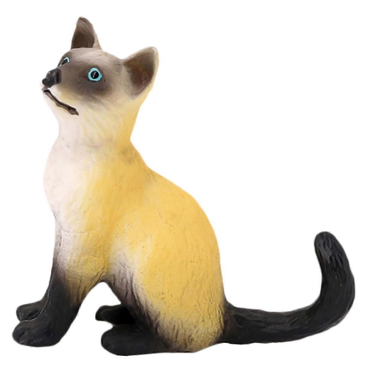 Realistic Siamese Cat Figurine Plastic Mini Cat Model Educational Visual Aid and Home Decor