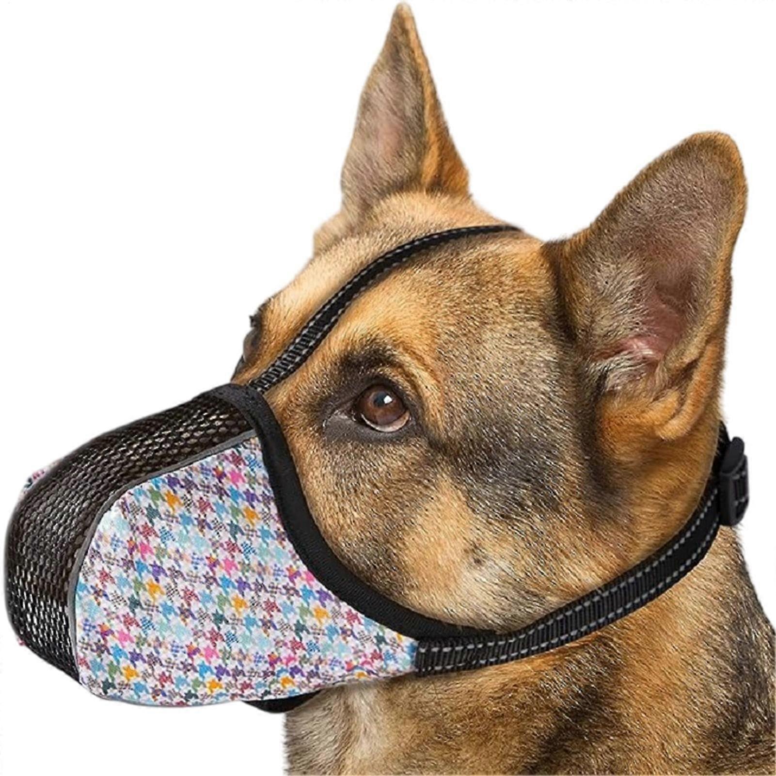 Adjustable Soft Mesh Dog Muzzle for Barking Control, Breathable Design Allows Panting, Colorful 2L