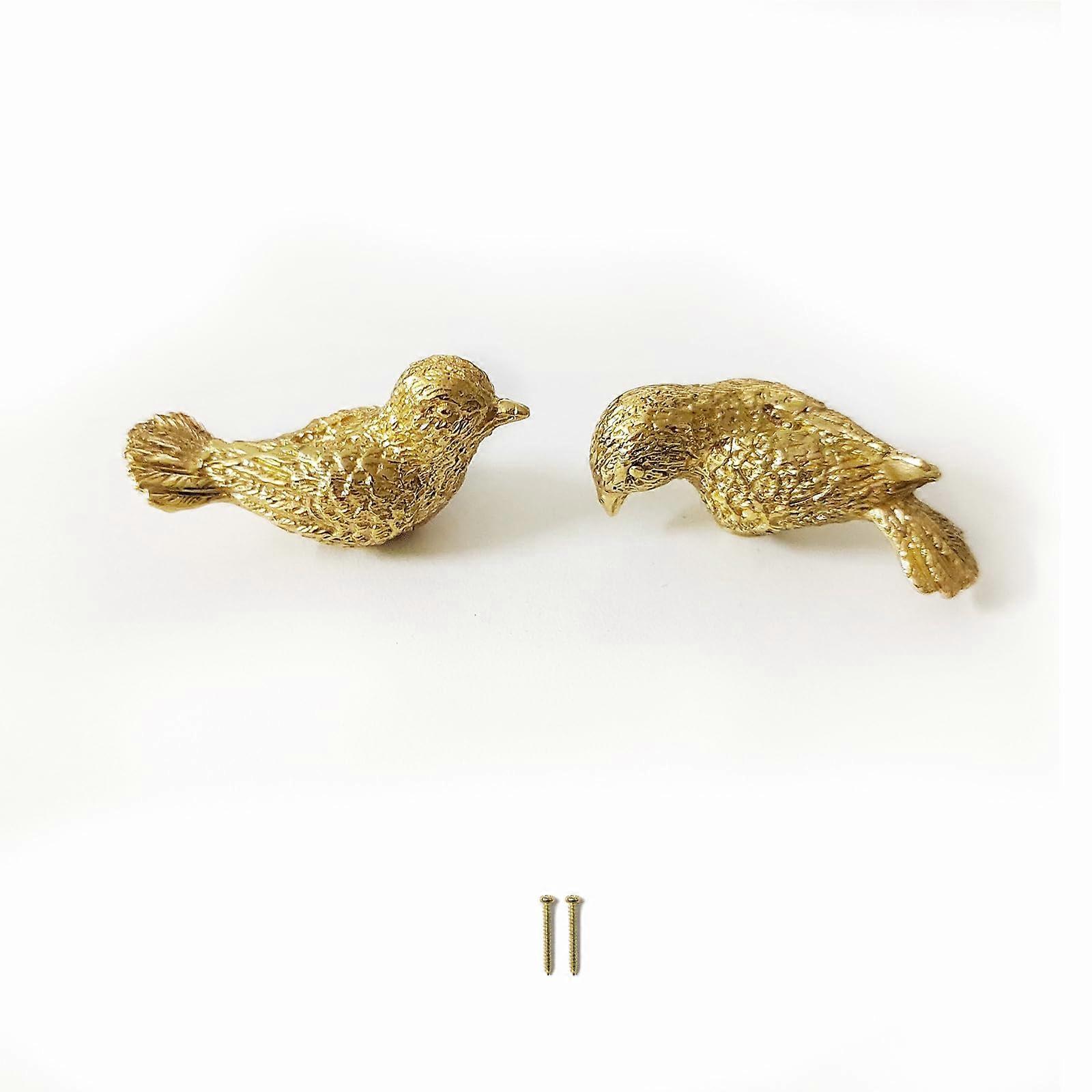 Brass Bird Cabinet Knobs Decorative Drawer Pulls for Kitchen Dresser Vintage Style 2 Pack