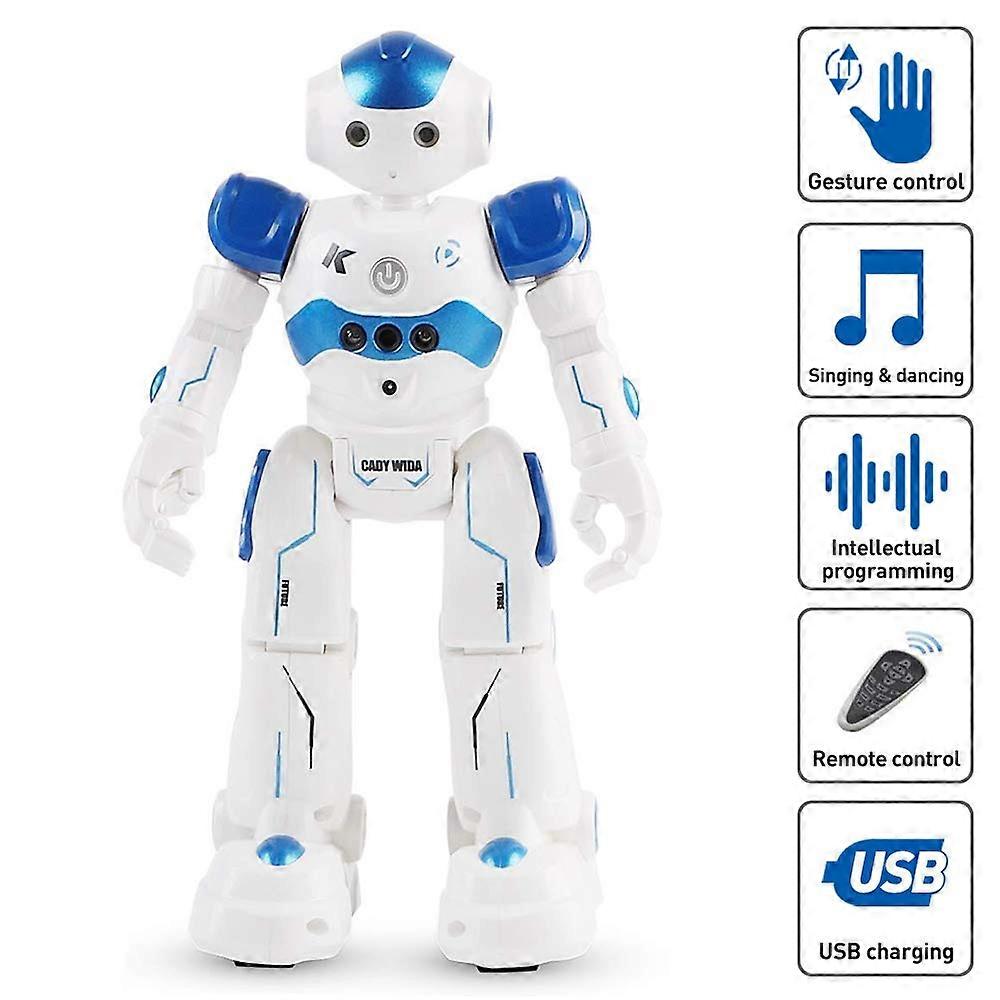 Smart RC Robot Toy for Kids with Gesture Sensing Control, Programmable Dancing Functions, Light Blue
