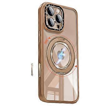 Magnetic Stand Case with 360 Rotatable Kickstand, Detachable Lens Cover, Clear Desert Gold for iPhone 16 Pro