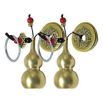 2pcs Feng Shui Five Emperors Money Copper Gourd Key Chain With Brass Coins And Wu Lou Gourd Calabash For Good Luck And Wealth