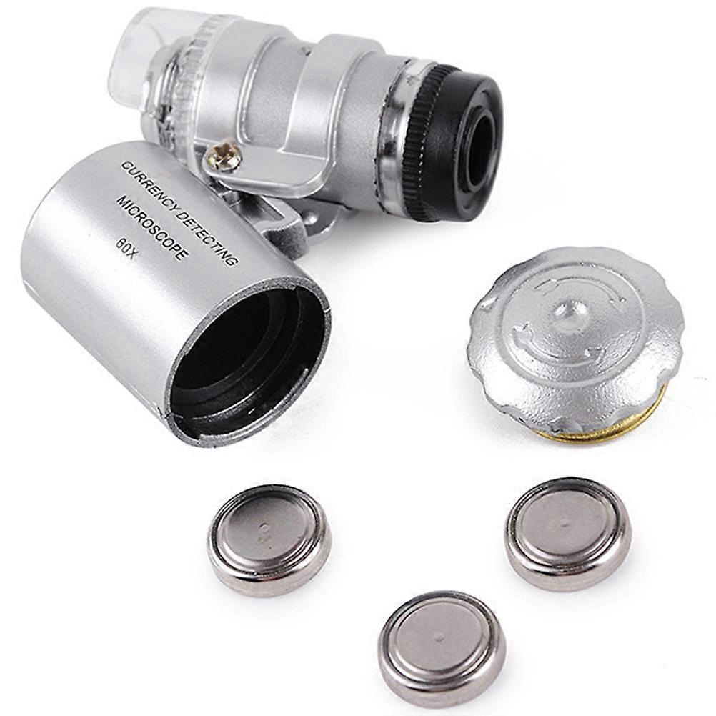 Currency Detecting Microscope 60x Mini Pocket LED Light Microscope Magnifier