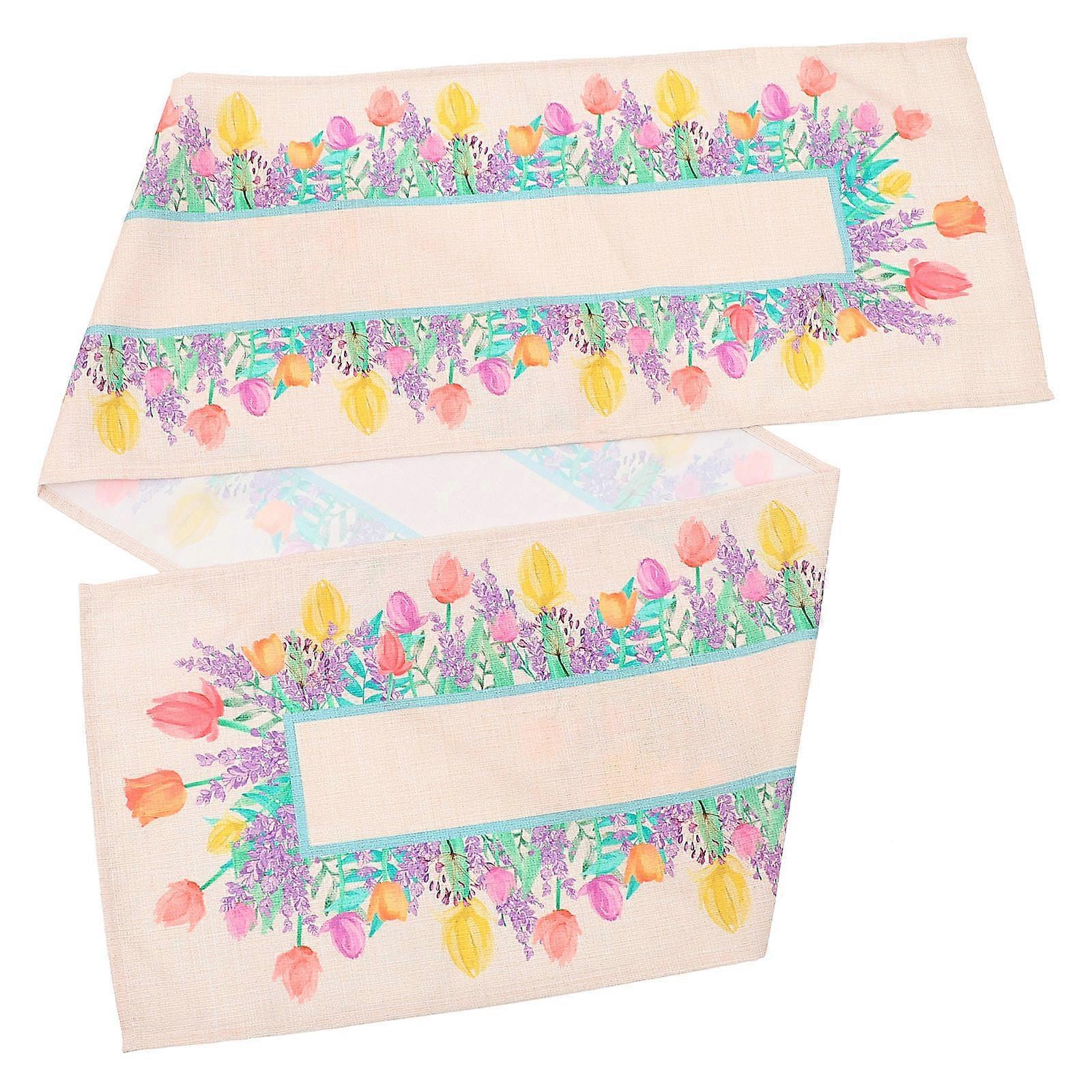 Party Decor Tulip Pattern Table Runner with 5Pcs Waterproof Cloth
