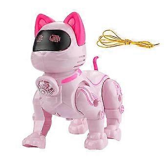 Glow-in-the-dark Pink Mechanical Children Electric Robotic Walking And Singing On a Leash Pet Toy Smart Cat Toy