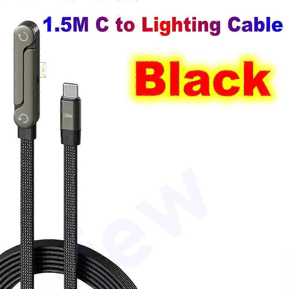 USB Type C Flat Charger Cable 240W with Foldable Phone Holder Support