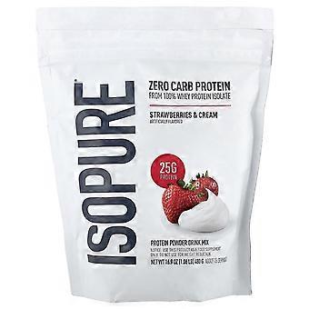 Isopure, proteinpulver uden kulhydrater, jordbær og fløde, 480 g