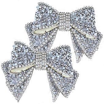 2pcs sapatos charmes strass sapatos bowknot encantos mulheres decorações de sapatos