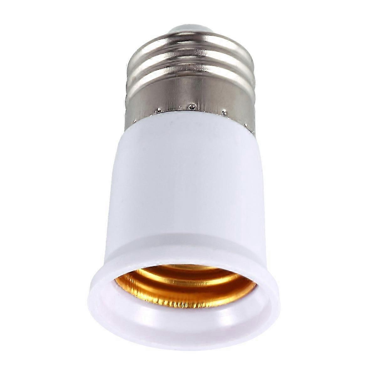 E27 to E27 Bulb Holder Silver Tone White Adapter Extender