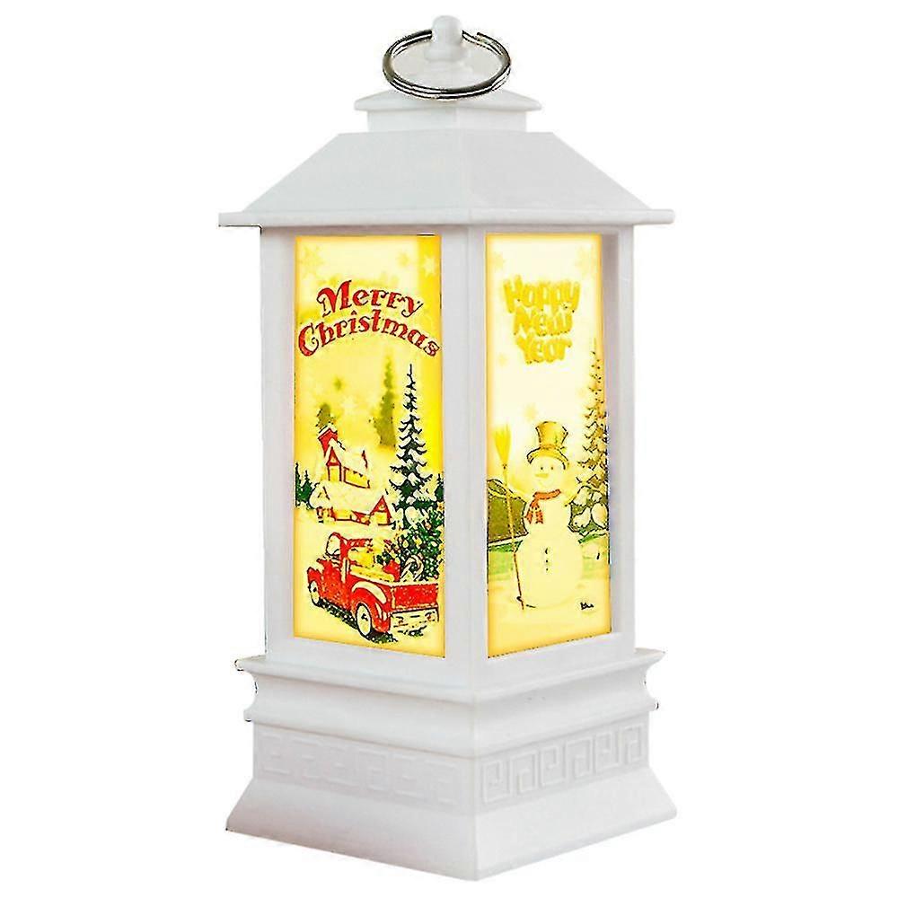 White Lighted Led Lantern Pvc Decorative Tabletop Snow Globe