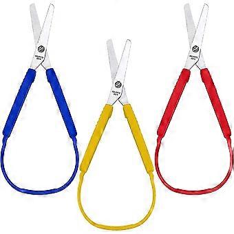 Scissors Colorful Grip Scissors Loop Self-opening Scissors Adaptive Cutting Scissors For Children And Adults Special Needs, 8 Inches (3 Packs)