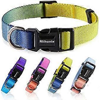 YOITEA Pet Collar with Safety Locking Buckle , Personalized Gradient Nylon Breathable Adjustable Dog Collars, for Puppy Small Medium Large Dogs, 4 Gra