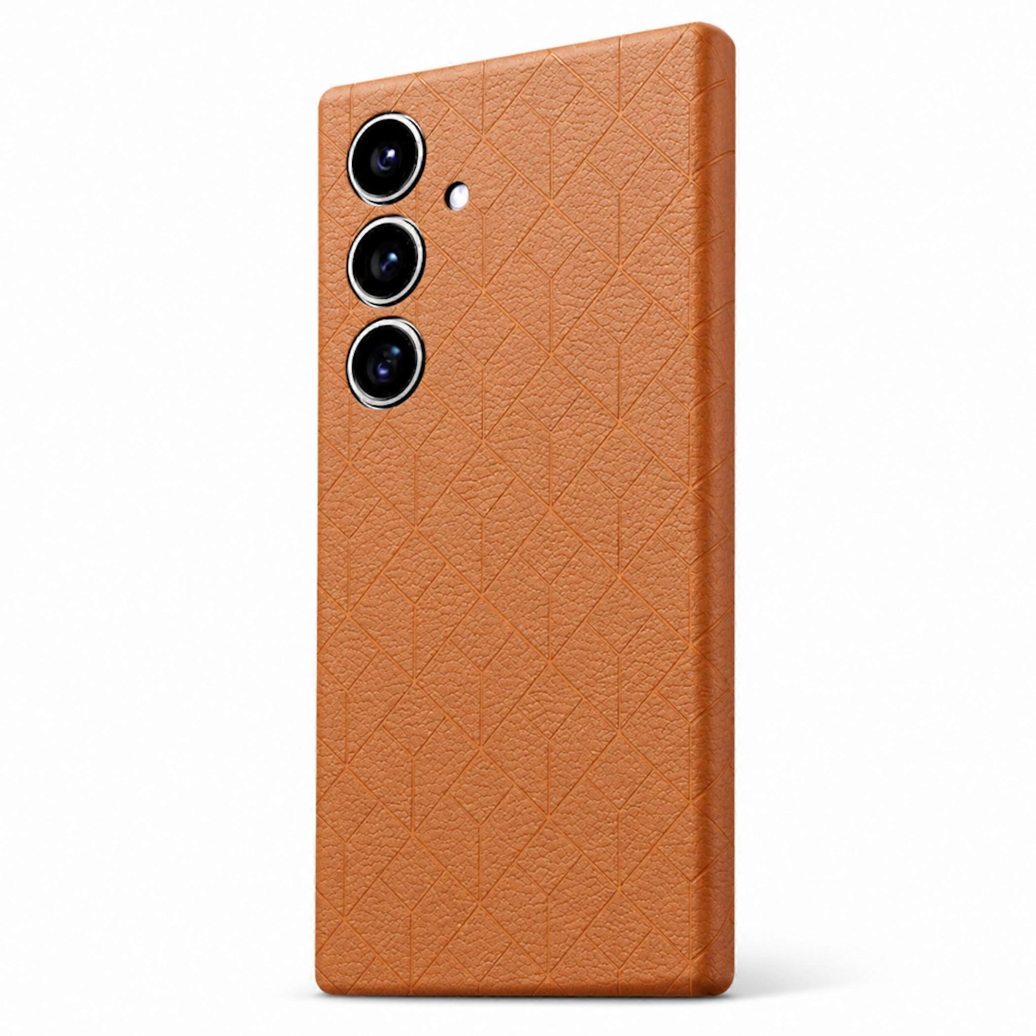 Samsung Galaxy S26 5G Back Cover with Embossed Grid Pattern, Brown