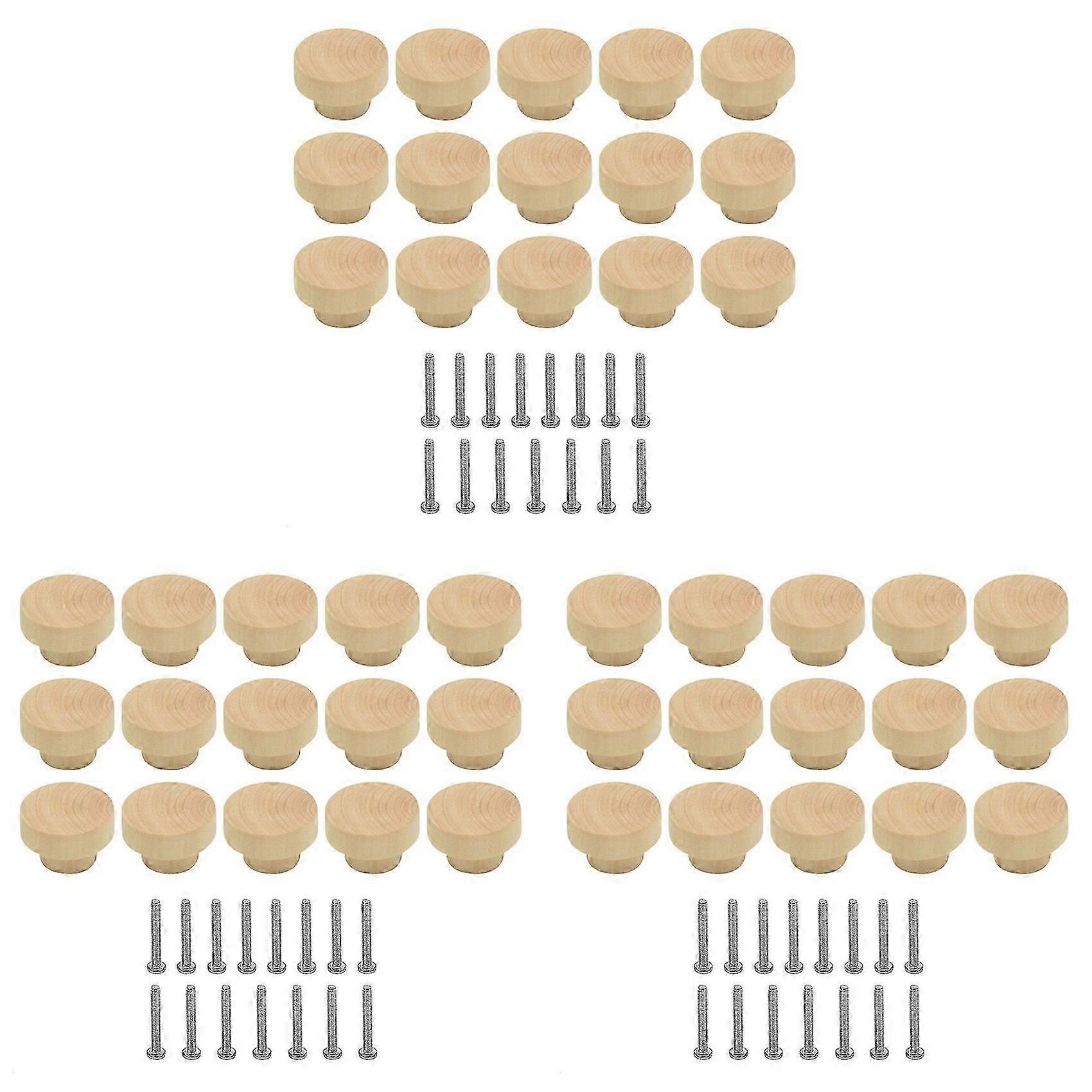 45Pcs Wooden Drawer Knobs, Furniture Knobs, Wooden Cupboard Knobs compatible withCabinets and Drawers, Round Wooden Knobs