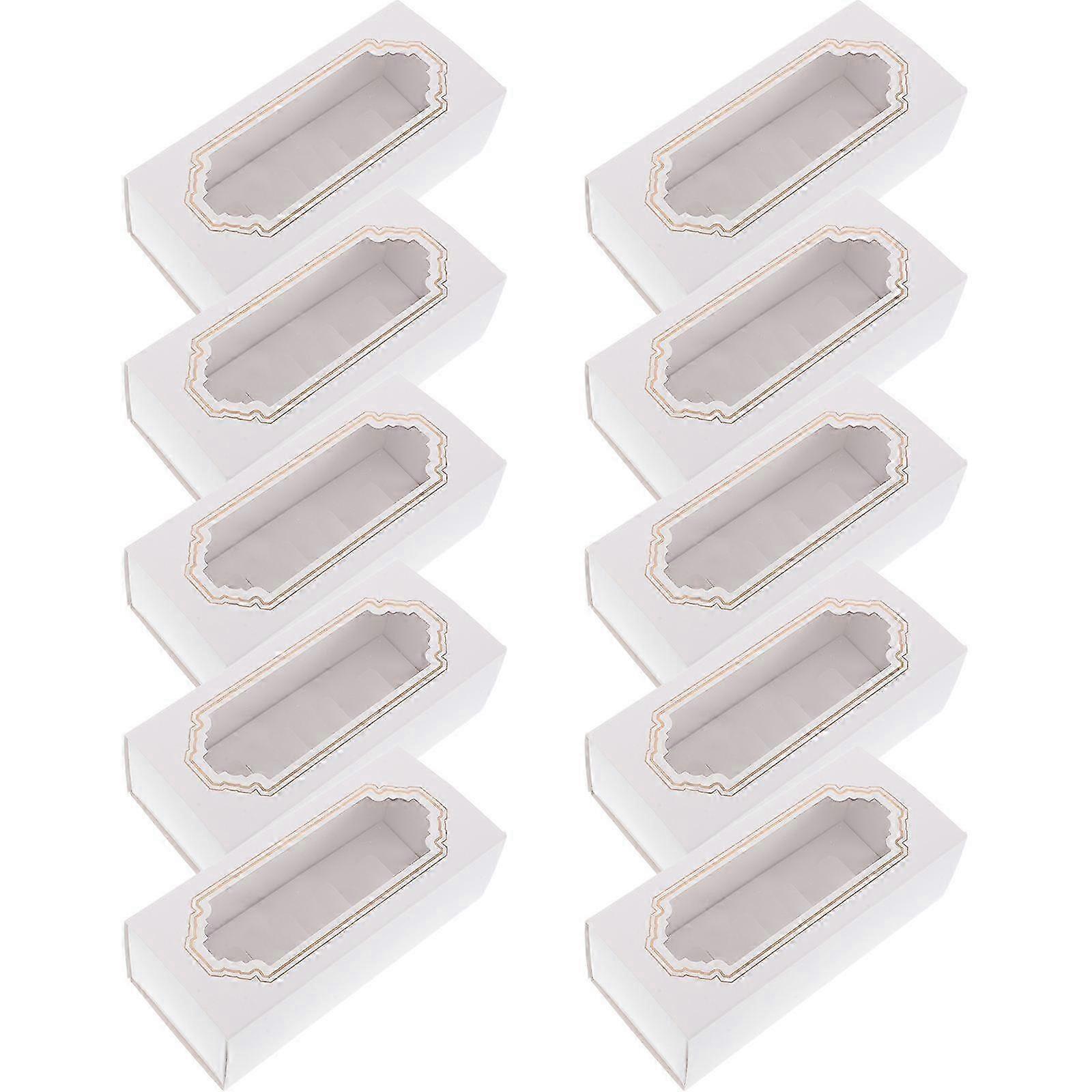 10pcs Paper Packing Box Macaroon Packing Box Dessert Transparent Packaging Box