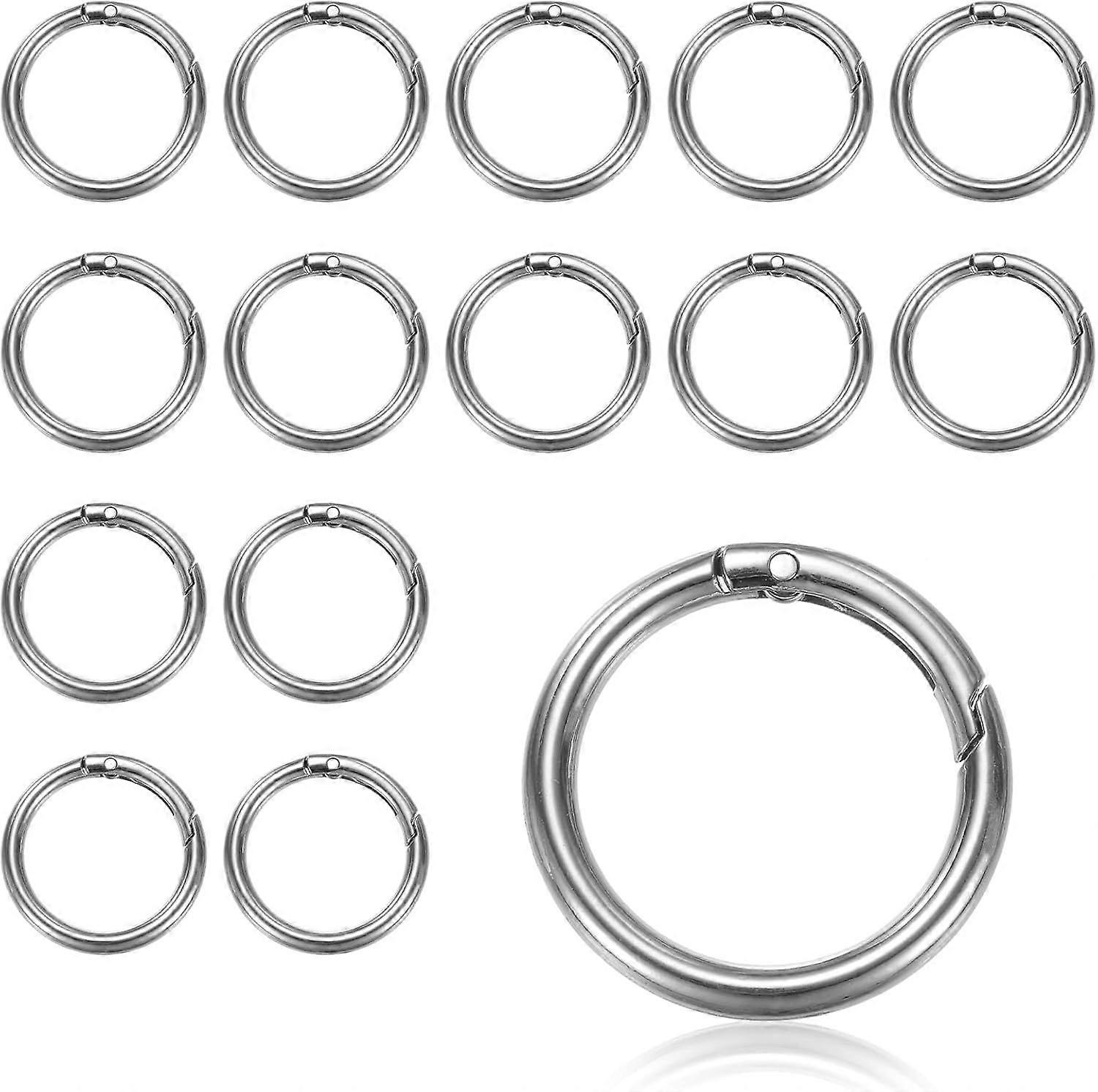 15-Pack Spring O Rings, Rustproof Alloy Round Spring Ring Clasp, Snap Clip