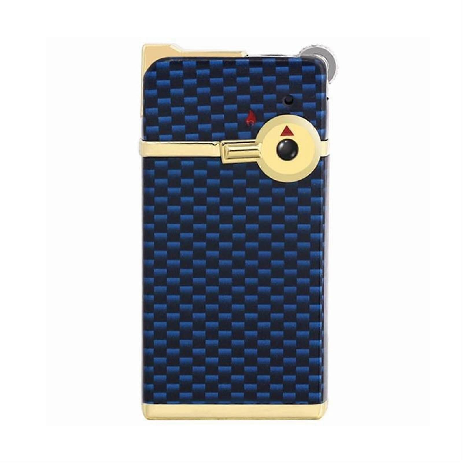 Windproof Jet Flame Lighter Blue Dual Flame Refillable Butane Torch with Adjustable Flame Control