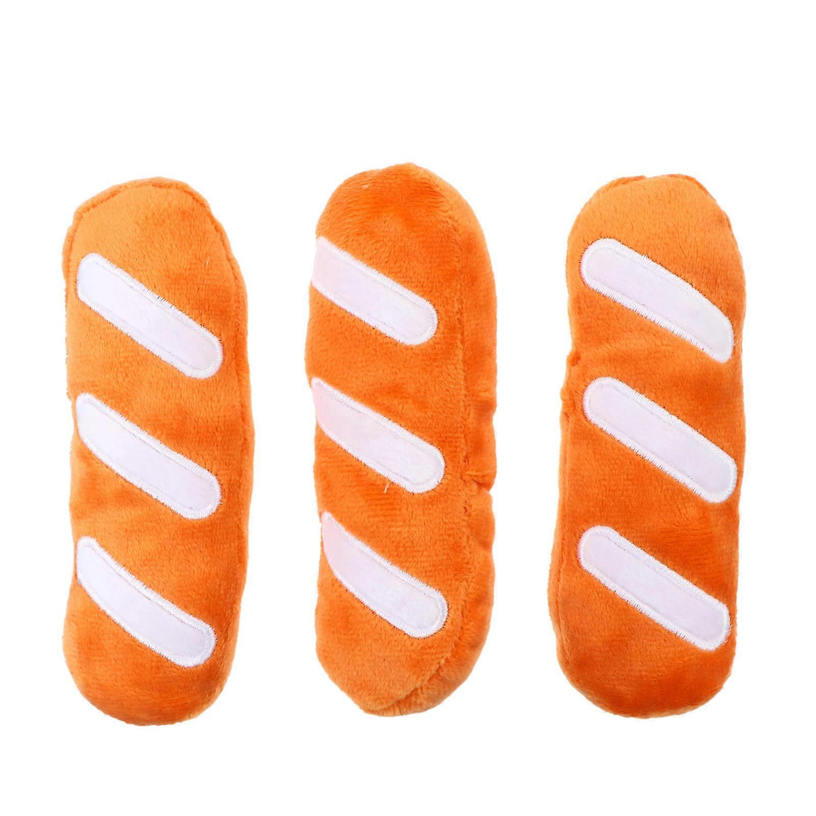 Interactive Pet Toy Bread Shape Chew Bite for 3Pcs Plush Dog Toy