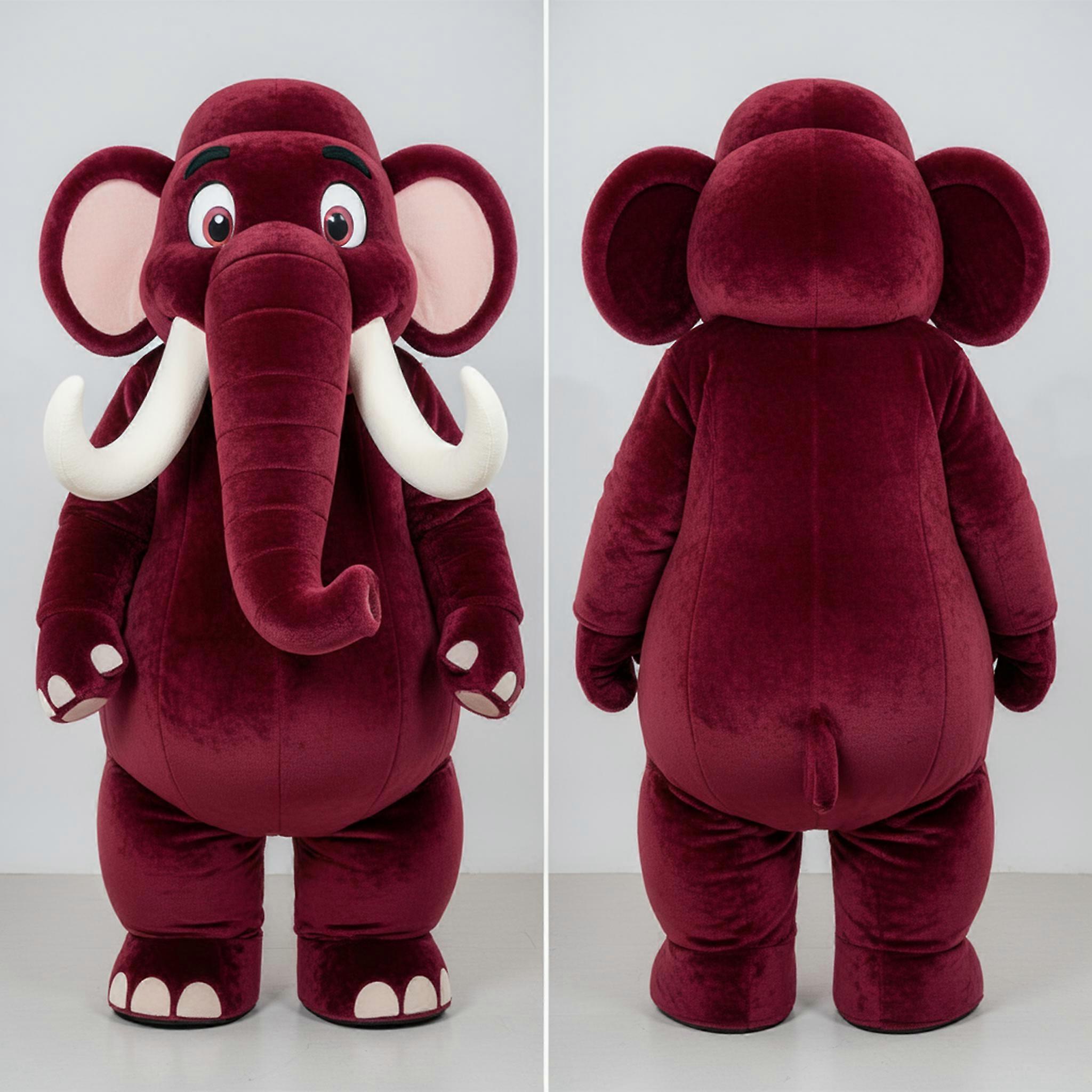 MASTICOT Maroon Velvety Mammoth Mascot