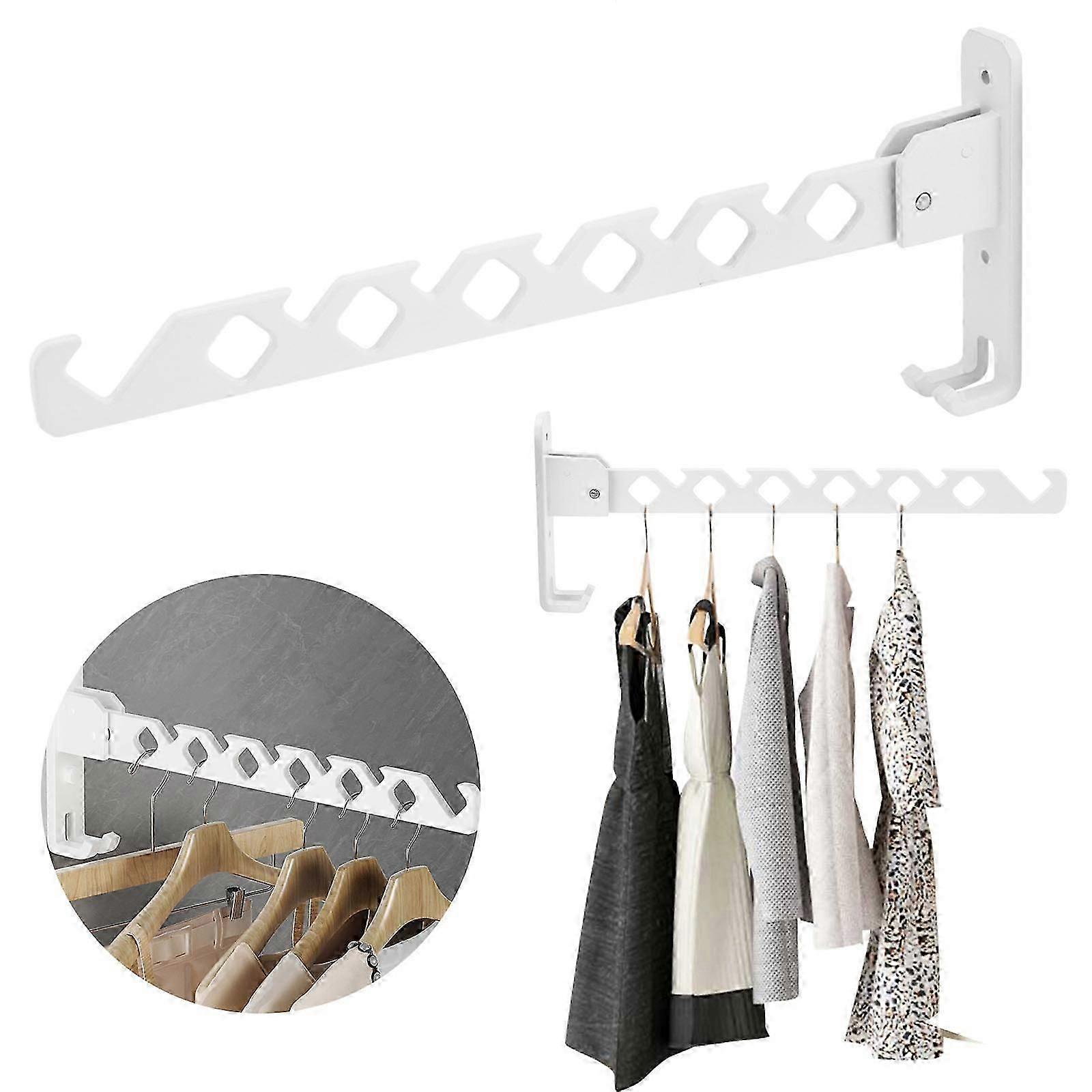 2-Piece Wall-Mounted Clothes Drying Rack - White 26-27