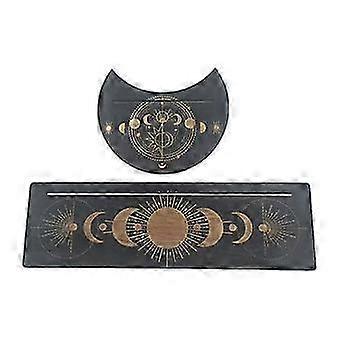 Wooden Tarot Card Display Stand Rectangular Moon Shaped Tarot Base Bracket