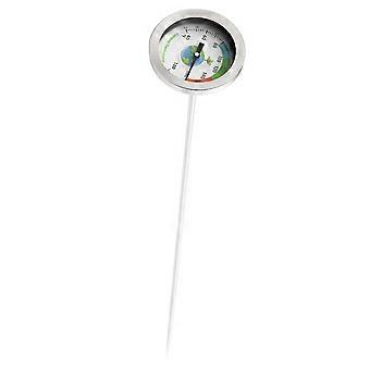 Termómetro de suelo y compost de acero inoxidable de 50 cm con sonda de medición de temperatura.