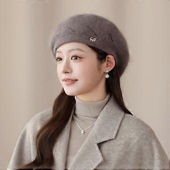Women's Retro Style Warm Solid Color Thick Face-Revealing Beret Hat, Youthful All-Match Hat for Autumn Winter, Casual Shopping, Parties, Holidays