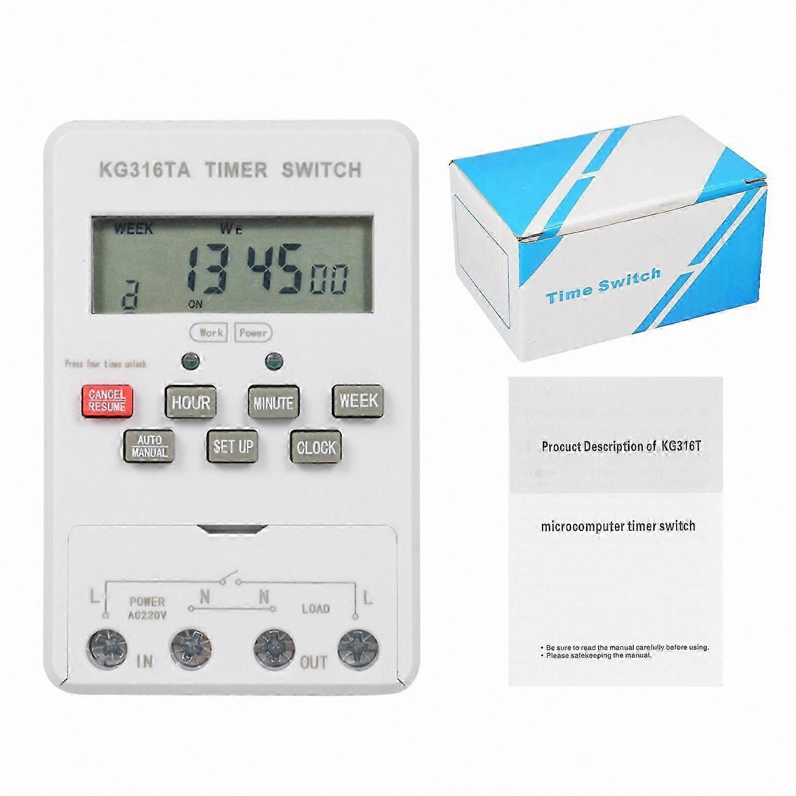 Programmable Digital Timer Switch for Street Lamps, Automatic Time Control Switch with 220V Rating, Microcomputer-Based Timer Functionality for Effici