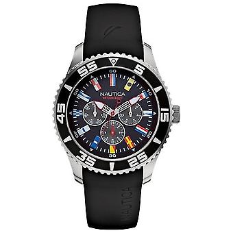 Nautica- nst 07 flags Men's Analog Japanese Quartz watch with A12626G Silicone bracelet