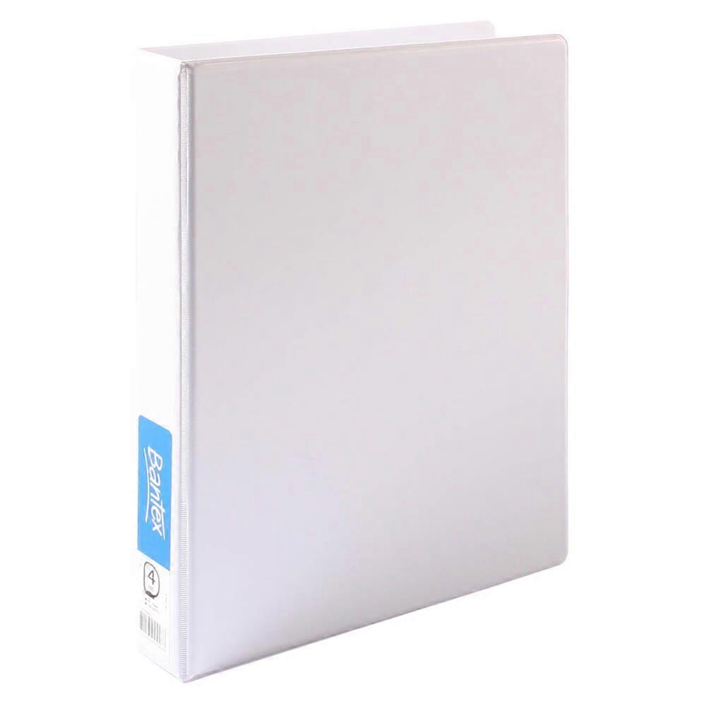 4 D RING Bantex Clearview Standard Insertable Ring Binder 25mm A4 White Cover