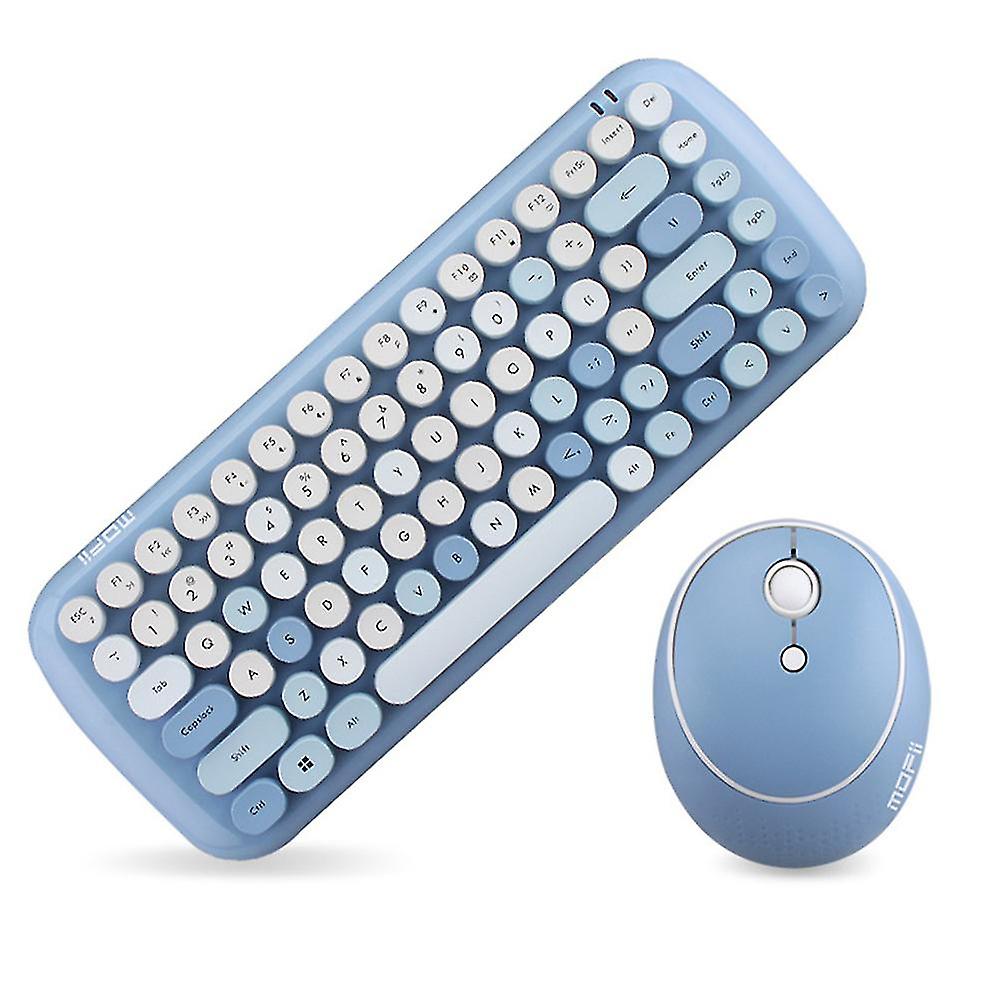 Wireless Round Key Keyboard And Mouse Combo Set Cartoon Kit