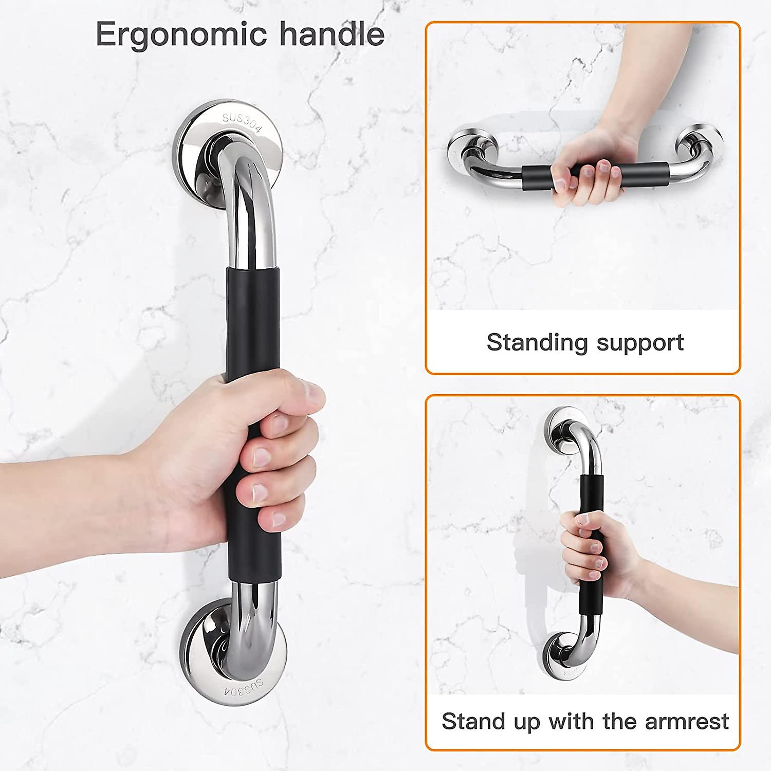 2 Pieces Bathtub Handle, 30cm Non-slip Bathroom Grab Bar, Wall Mounted ...