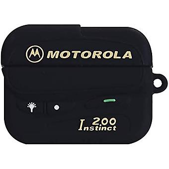 AirPods Pro Case Soft Silicone Black Motorola Beeper Cover with