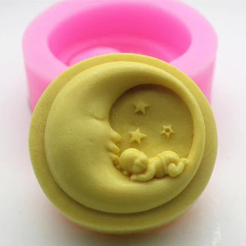 Sleeping Baby Silicone Mold Moon Shape Soap Mold