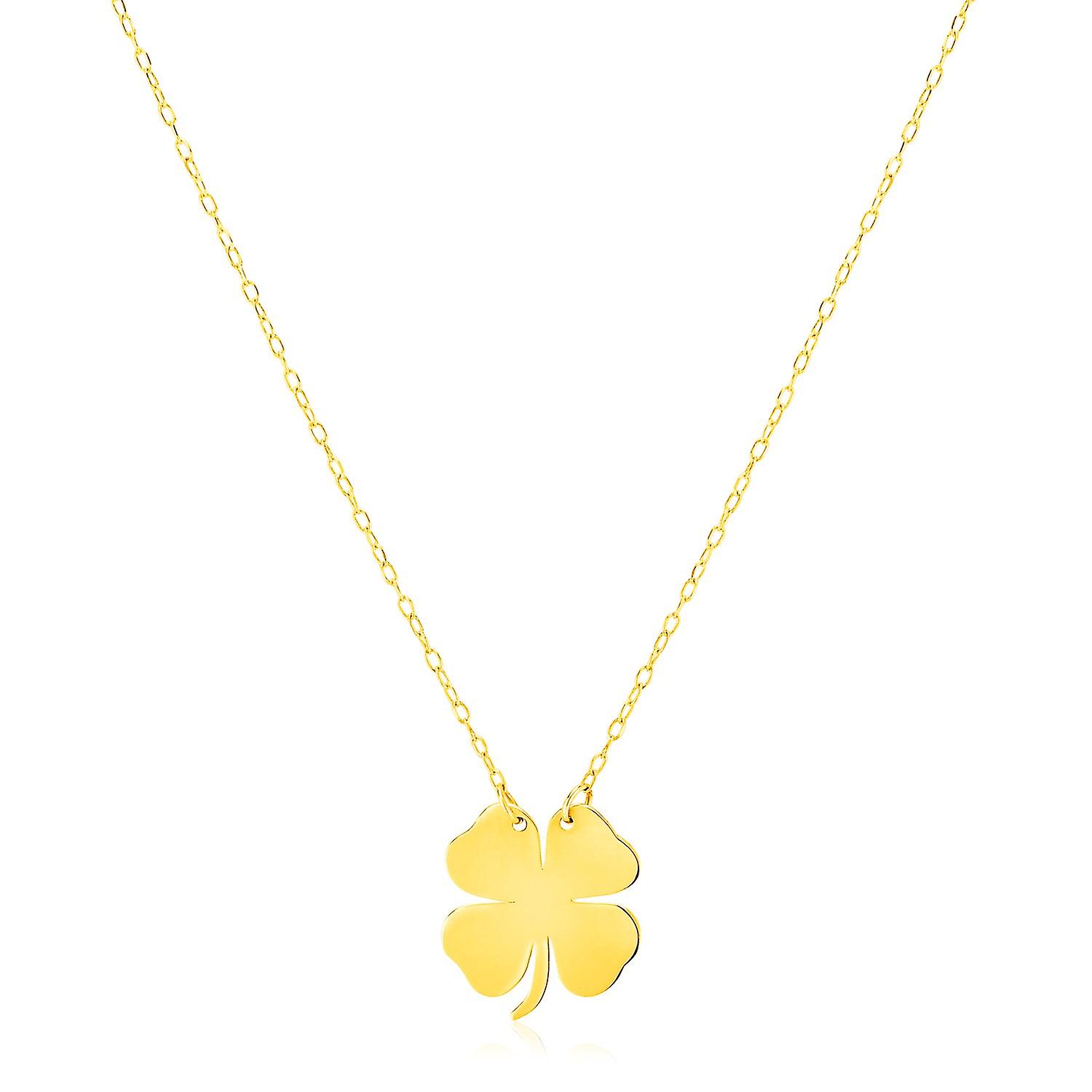 14K Yellow Gold Four Leaf Clover Necklace