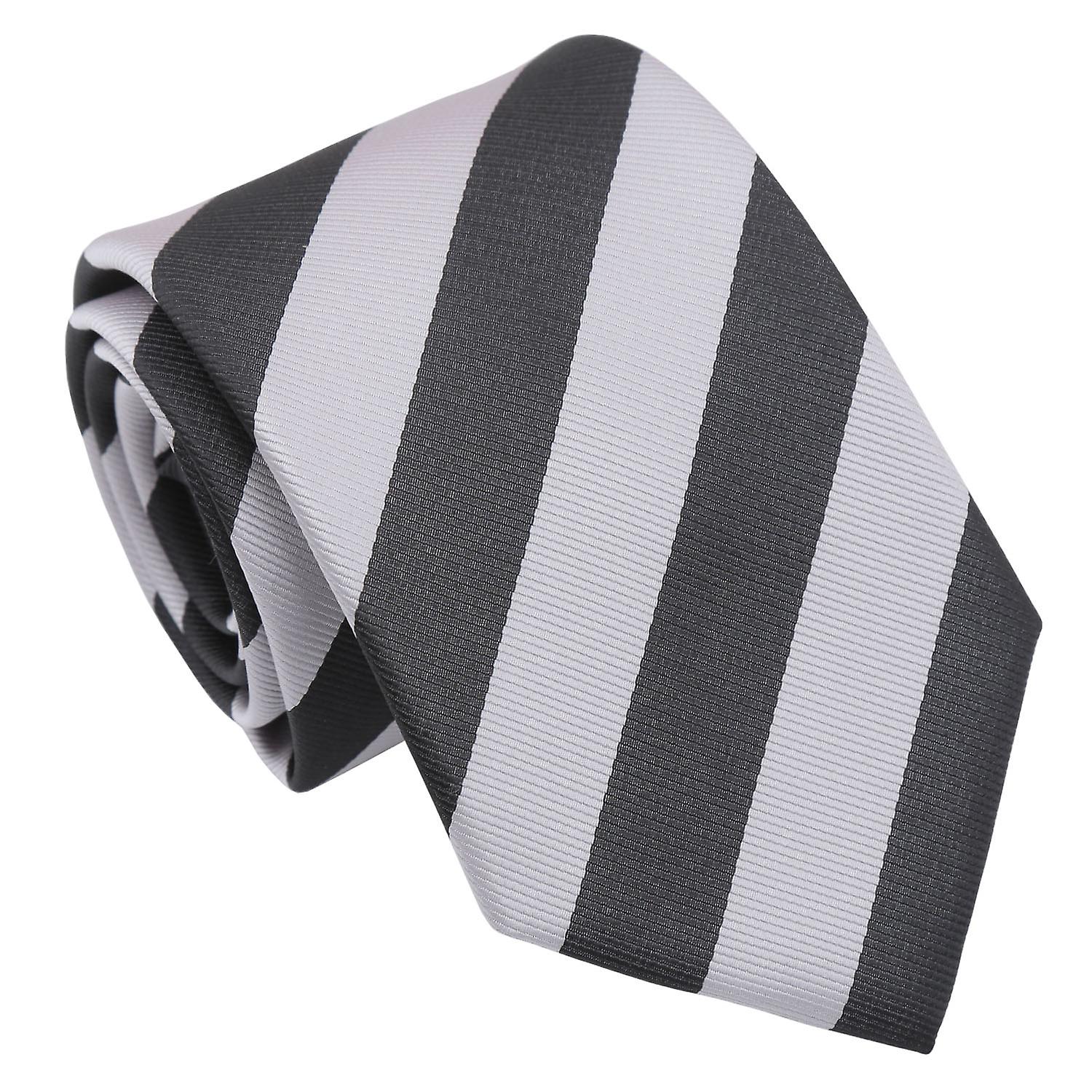 Grey and Black Classic Stripe Tie
