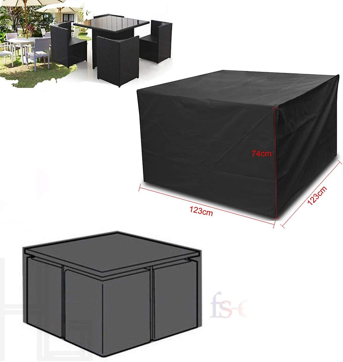 ריהוט גן פטיו סט כבד שולחן מושב עגול / מרובע כיסוי עמיד למים (מרובע -123 * 123 * 74 ס"מ)