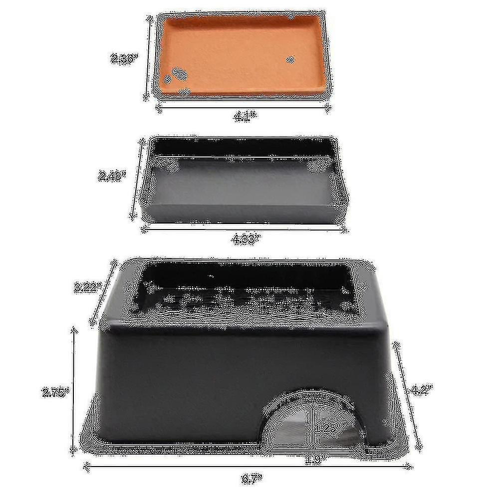 Reptile Hideout Box,sink Humidifier Gecko Hide Hut Cave Accessories For Small Snake Spiders Frog Tu