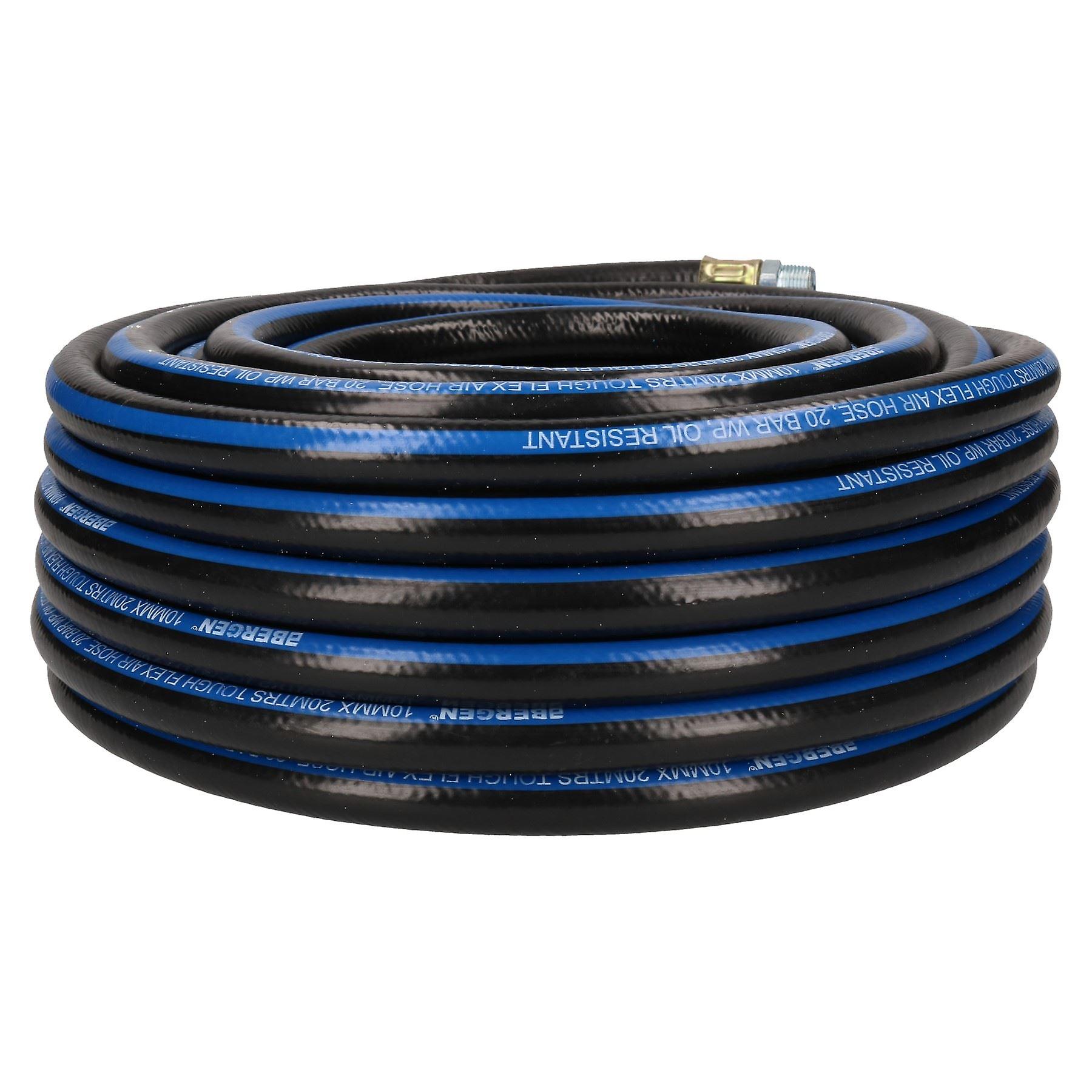 20 Metres / 65 Feet Compressor Airline Air Hose 10mm Internal Rubber + Fittings