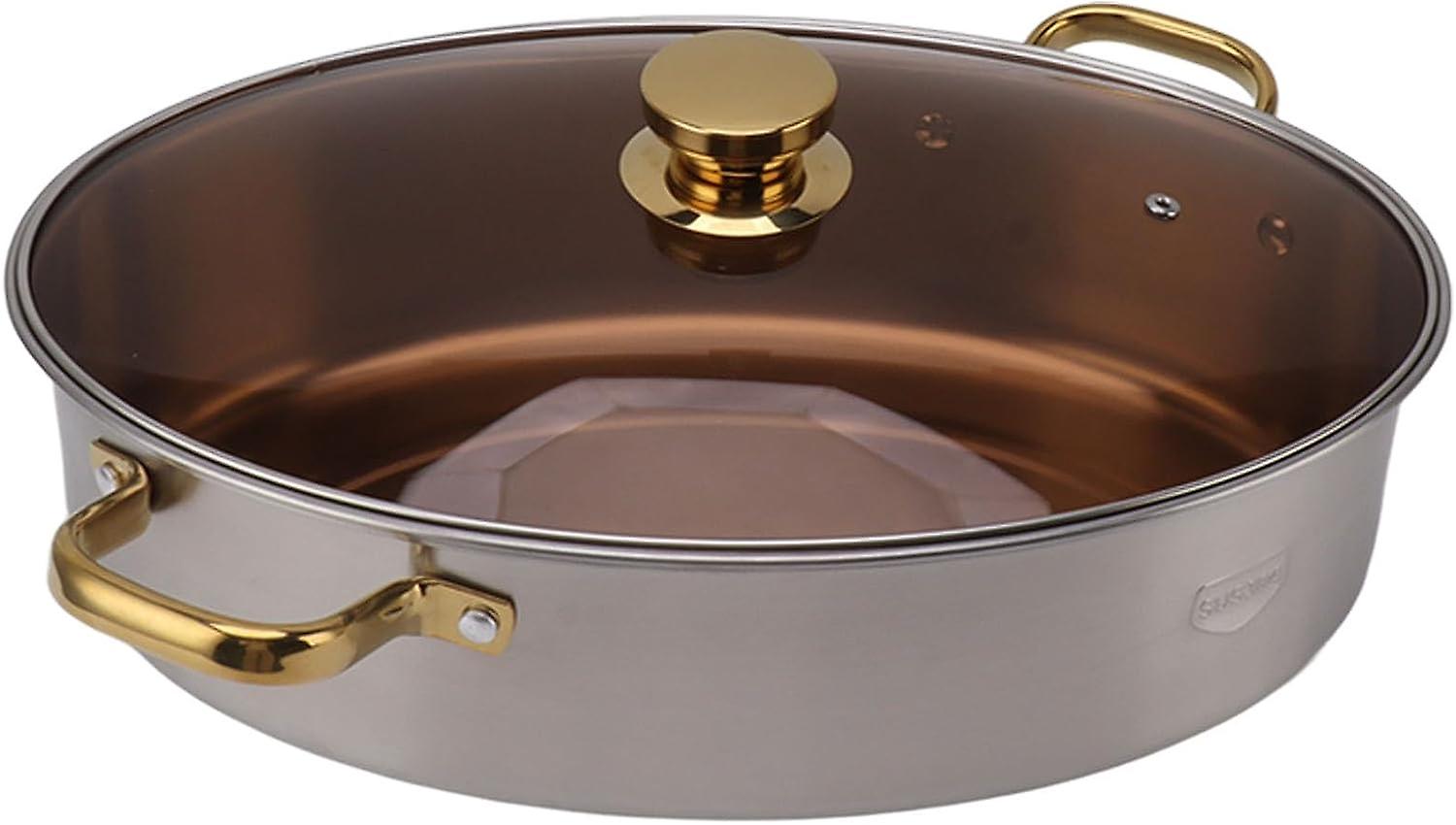 Pentola ovale in acciaio inossidabile per frutti di mare con coperchio e rack in ceramica